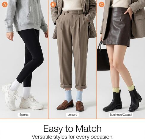 Women‘s Ruffle Ankle Socks – 6 Pair Cotton Lettuce Trim Breathable Cute Frilly Socks for Flats Loafers Dress Shoes, Soft Lightweight Casual Fashion for Women & Teen Girls in Saudi Arabia