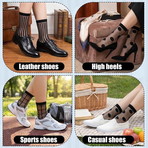 3 Pairs Sheer Socks Women Ankle Black Mesh Socks, Transparent Lace See Through Sock Stretchy Breathable Cute Sheer Ankle Sock for Summer Women Girls in Saudi Arabia