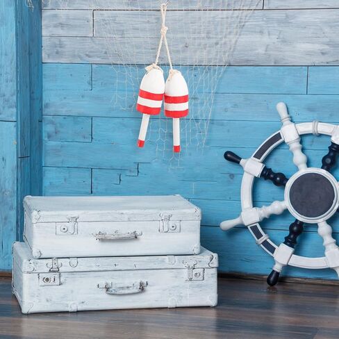 7.5 Inch Mediterranean Nautical Hanging Float Wooden Wall Decor Vintage Coastal Ornament for Home Bedroom Dormitory in Kuwait