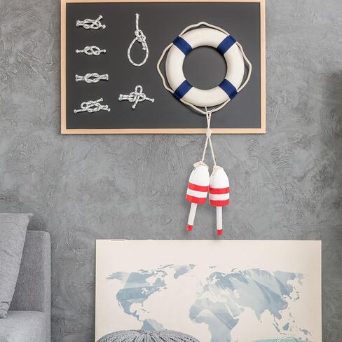 7.5 Inch Mediterranean Nautical Hanging Float Wooden Wall Decor Vintage Coastal Ornament for Home Bedroom Dormitory in Kuwait