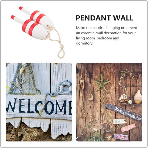 7.5 Inch Mediterranean Nautical Hanging Float Wooden Wall Decor Vintage Coastal Ornament for Home Bedroom Dormitory in Kuwait