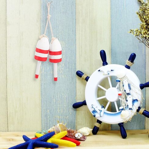 7.5 Inch Mediterranean Nautical Hanging Float Wooden Wall Decor Vintage Coastal Ornament for Home Bedroom Dormitory in Kuwait