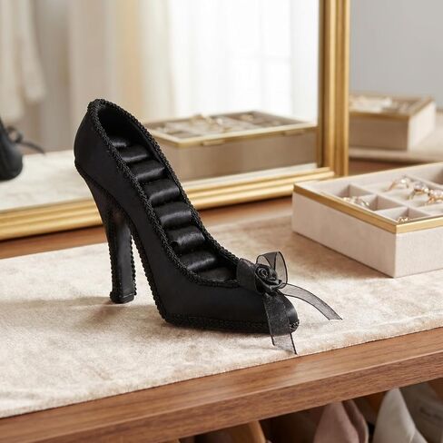 KALLORY Jewelry Display Stand Shoe Model Jewelry Organizer Ring Display Holder Earring Rack Black High Heel Design for Home Decor in Kuwait