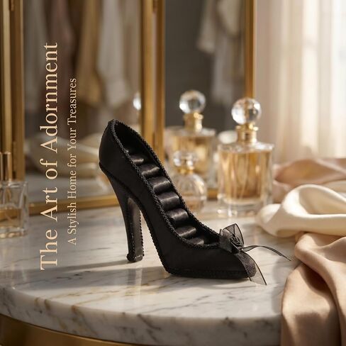 KALLORY Jewelry Display Stand Shoe Model Jewelry Organizer Ring Display Holder Earring Rack Black High Heel Design for Home Decor in Kuwait