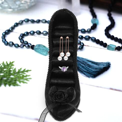 KALLORY Jewelry Display Stand Shoe Model Jewelry Organizer Ring Display Holder Earring Rack Black High Heel Design for Home Decor in Kuwait