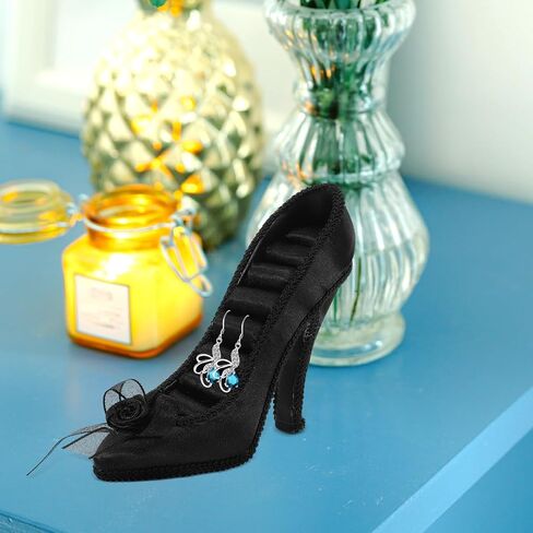 KALLORY Jewelry Display Stand Shoe Model Jewelry Organizer Ring Display Holder Earring Rack Black High Heel Design for Home Decor in Kuwait