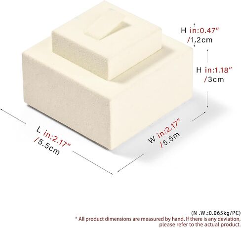 Oirlv Beige Microfiber Ring Display Stand, Double-Tier Jewelry Holder for Engagement & Wedding Rings in Kuwait