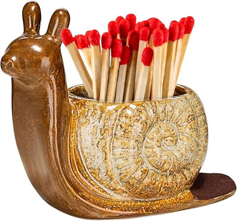 Ceramic Match Holder with Striker, Jar-Shaped Match Holder, Suitable for All Matches, Vintage Home Decor (Yellow) in Saudi Arabia