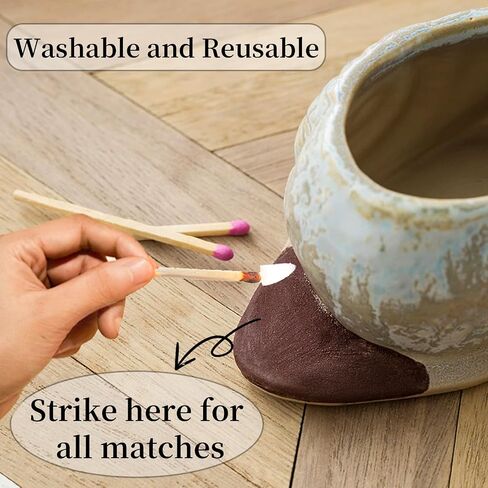 Ceramic Match Holder with Striker, Jar-Shaped Match Holder, Suitable for All Matches, Vintage Home Decor (Yellow) in Saudi Arabia
