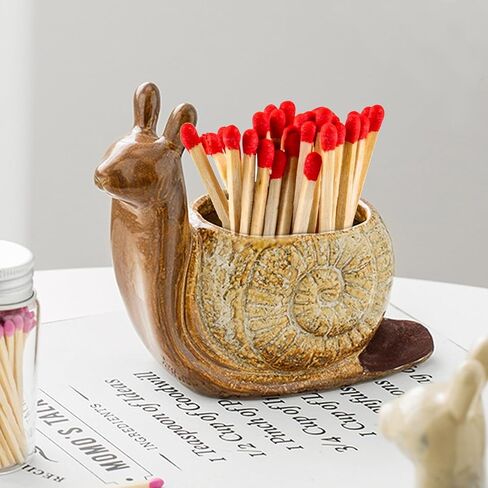 Ceramic Match Holder with Striker, Jar-Shaped Match Holder, Suitable for All Matches, Vintage Home Decor (Yellow) in Saudi Arabia