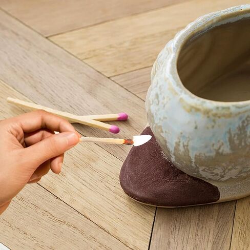 Ceramic Match Holder with Striker, Jar-Shaped Match Holder, Suitable for All Matches, Vintage Home Decor (Yellow) in Saudi Arabia