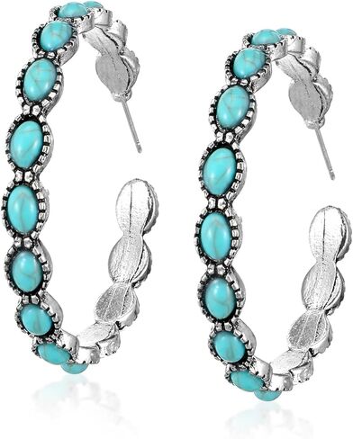 Turquoise Earrings for Women Western Earrings Boho Bohemian Western Jewelry for Women Dangle Turquoise Hoop Earring Boho Jewelry Gift in Saudi Arabia