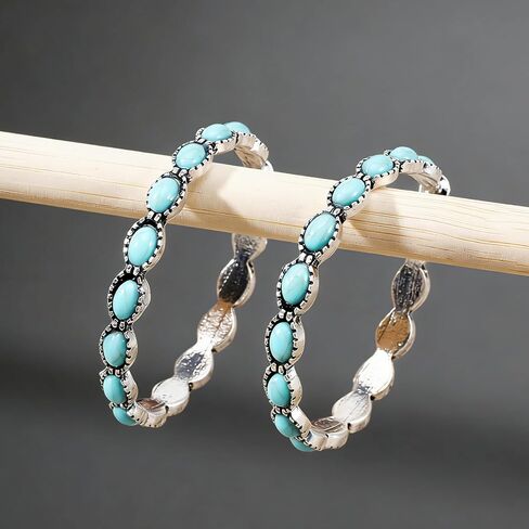 Turquoise Earrings for Women Western Earrings Boho Bohemian Western Jewelry for Women Dangle Turquoise Hoop Earring Boho Jewelry Gift in Saudi Arabia