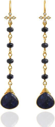 Ruby Earrings for Women in Heart Long Chain Dangle Shape - 18K Gold Vermeil, Certified 925 Sterling Silver Earring - Hypoallergenic Gold Jewelry for Women, Mothers Day Gifts in Saudi Arabia