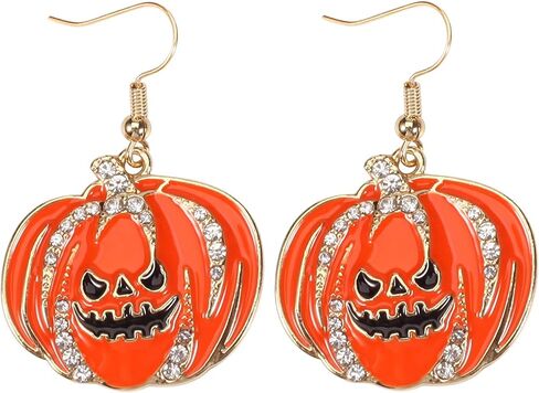 coadipress Halloween Pumpkin Earrings for Women Cute Cartoon Halloween Theme Earrings Unique Long Tassels Pumpkin Earring Gothic Funny Statement Spider Black Bat Dangle Earrings Halloween Holiday Scary Decorations Party Jewelry Gifts in Kuwait