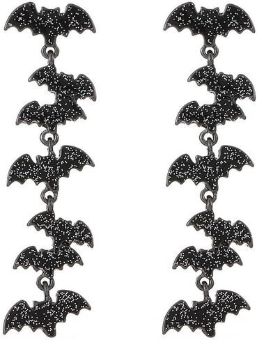 coadipress Halloween Pumpkin Earrings for Women Cute Cartoon Halloween Theme Earrings Unique Long Tassels Pumpkin Earring Gothic Funny Statement Spider Black Bat Dangle Earrings Halloween Holiday Scary Decorations Party Jewelry Gifts in Kuwait