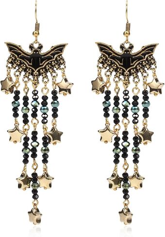 coadipress Halloween Pumpkin Earrings for Women Cute Cartoon Halloween Theme Earrings Unique Long Tassels Pumpkin Earring Gothic Funny Statement Spider Black Bat Dangle Earrings Halloween Holiday Scary Decorations Party Jewelry Gifts in Kuwait