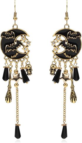 coadipress Halloween Pumpkin Earrings for Women Cute Cartoon Halloween Theme Earrings Unique Long Tassels Pumpkin Earring Gothic Funny Statement Spider Black Bat Dangle Earrings Halloween Holiday Scary Decorations Party Jewelry Gifts in Kuwait