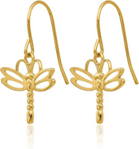 IceCarats 14K Solid Yellow Gold Medium Dragonfly Dangle Earrings 26mm 1 inch Shepherd Hook For Her in Kuwait