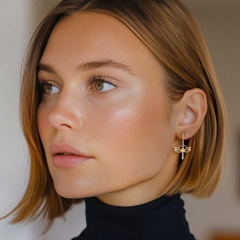 IceCarats 14K Solid Yellow Gold Medium Dragonfly Dangle Earrings 26mm 1 inch Shepherd Hook For Her in Kuwait