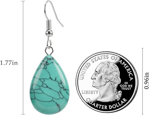 Vintage Boho Silver Teardrop Turquoise December BIrthstone Drop Earrings Fashion Handmade Dangle Earring Elegant Jewelry Gift for Women in Kuwait
