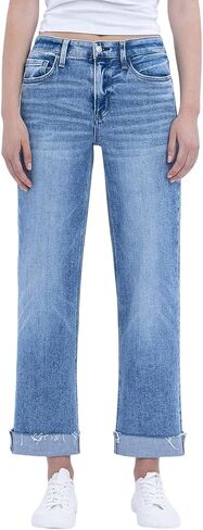 Flying Monkey Women's High Rise Crop Straight Leg Jeans in Saudi Arabia