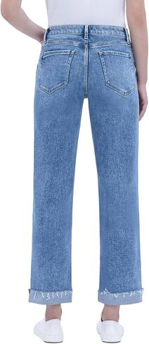 Flying Monkey Women's High Rise Crop Straight Leg Jeans in Saudi Arabia