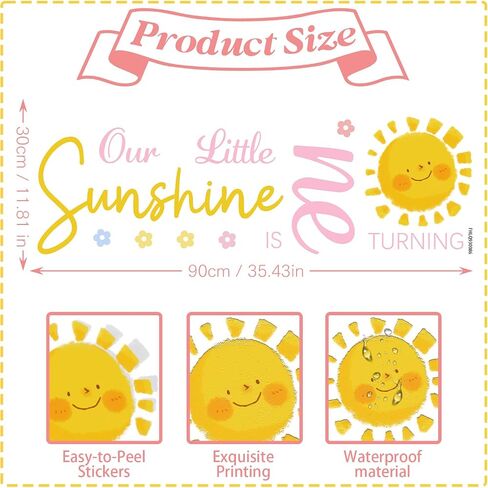 Our Little Sunshine is Turning One Decal, First Trip Around the Sun Decorations Girl, Sunshine Birthday Decorations, 1st Birthday Decorations for Girls in Saudi Arabia