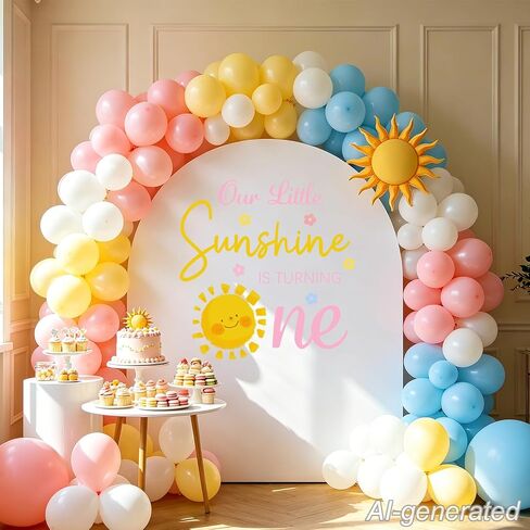 Our Little Sunshine is Turning One Decal, First Trip Around the Sun Decorations Girl, Sunshine Birthday Decorations, 1st Birthday Decorations for Girls in Saudi Arabia