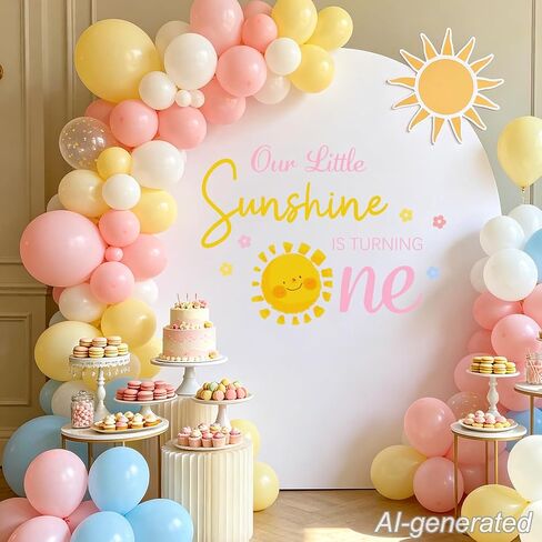 Our Little Sunshine is Turning One Decal, First Trip Around the Sun Decorations Girl, Sunshine Birthday Decorations, 1st Birthday Decorations for Girls in Saudi Arabia