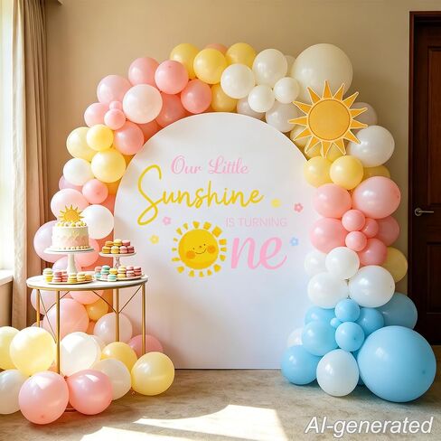 Our Little Sunshine is Turning One Decal, First Trip Around the Sun Decorations Girl, Sunshine Birthday Decorations, 1st Birthday Decorations for Girls in Saudi Arabia