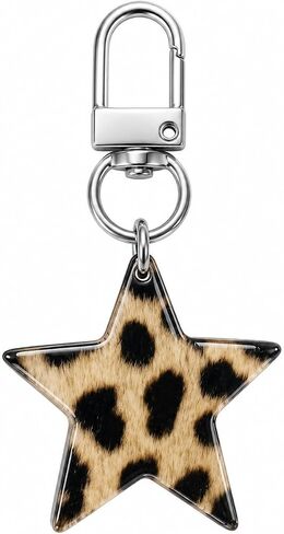 Star Keychain – Leopard Print Keychains Bag Charms for Women with Silver-Toned Clasp, Five-Pointed Stars Key Chains Gifts for Girls and Friends, Sister, Family in Kuwait