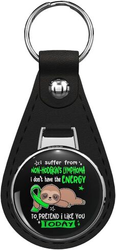 Non Hodgkin's Lymphoma Awareness I suffer from Non Hodgkin's Lymphoma i do not have the ENERGY to pretend i like you TODAY Leather Keychain Stainless Steel Ring for Keys, Bags, or Backpacks in Kuwait