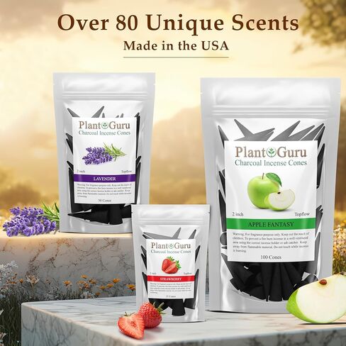 Lavender Charcoal Incense Cones 2" TOPFLOW - 60 Pack Bulk - Natural Scented Cones Handmade Hand Dipped in Kuwait