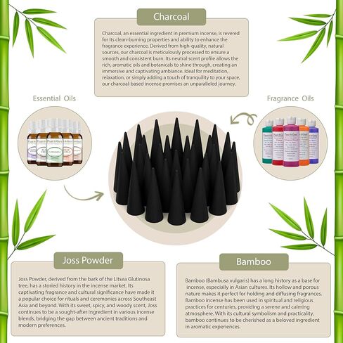 Lavender Charcoal Incense Cones 2" TOPFLOW - 60 Pack Bulk - Natural Scented Cones Handmade Hand Dipped in Kuwait