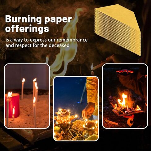 1000 Pcs Paper Gold Ingots Chinese Golden Ingot Ancestor Money Incense Blessing Supplies for Ancestral Worship Spring Festival Hungry Ghost Festival in Saudi Arabia