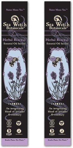 Sea Witch Botanicals Herbal Renewal Incense - 2 Pack | All-Natural Essential Oil Blends | 2 Boxes of 20 Incense Sticks | Non-Toxic | Ritual and Relaxation | Lavender & Rosemary in Saudi Arabia