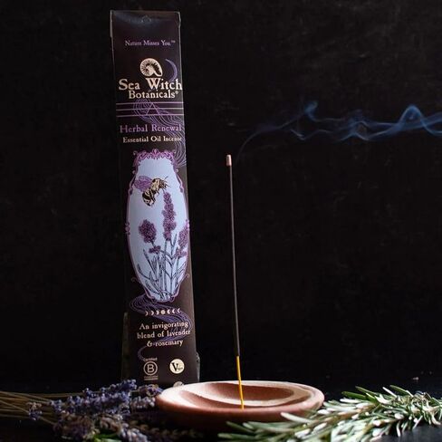 Sea Witch Botanicals Herbal Renewal Incense - 2 Pack | All-Natural Essential Oil Blends | 2 Boxes of 20 Incense Sticks | Non-Toxic | Ritual and Relaxation | Lavender & Rosemary in Saudi Arabia