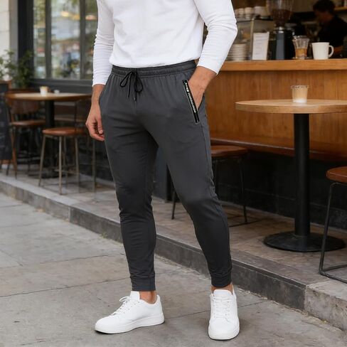 Men's Sweatpants with Zipper Pockets Athletic Pants Traning Track Pants Joggers for Men Running, Workout in Kuwait