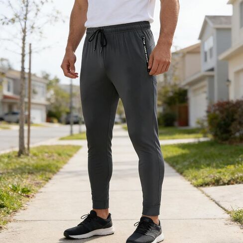 Men's Sweatpants with Zipper Pockets Athletic Pants Traning Track Pants Joggers for Men Running, Workout in Kuwait