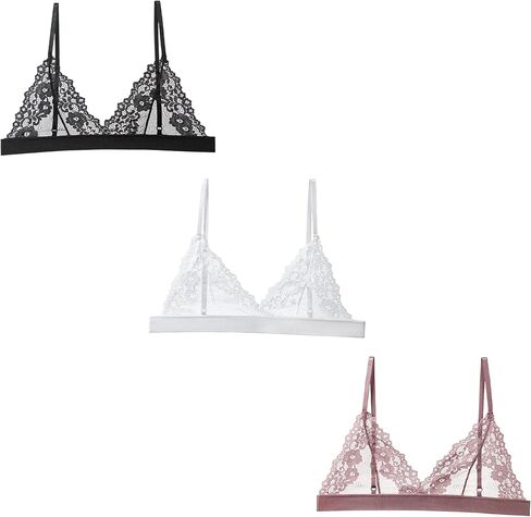 Women Lace Bralettes Plunge No Padding Bra in Kuwait