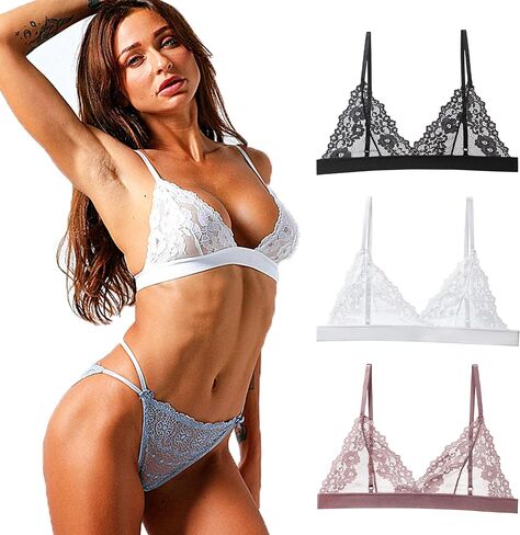 Women Lace Bralettes Plunge No Padding Bra in Kuwait