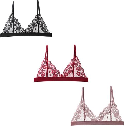 Women Lace Bralettes Plunge No Padding Bra in Kuwait
