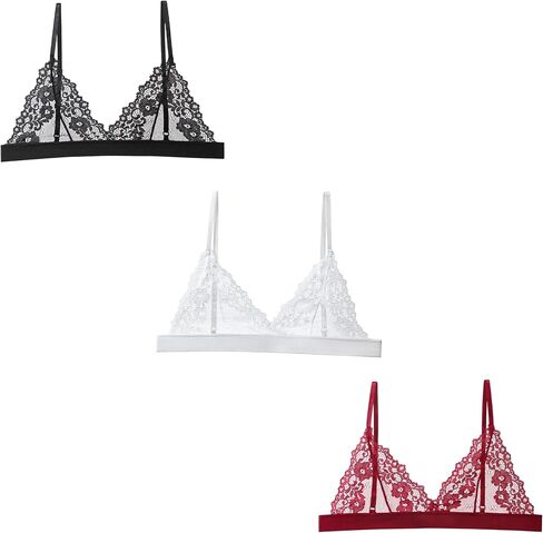 Women Lace Bralettes Plunge No Padding Bra in Kuwait