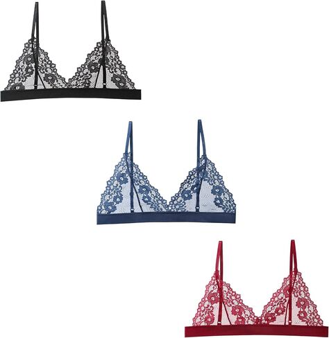 Women Lace Bralettes Plunge No Padding Bra in Kuwait