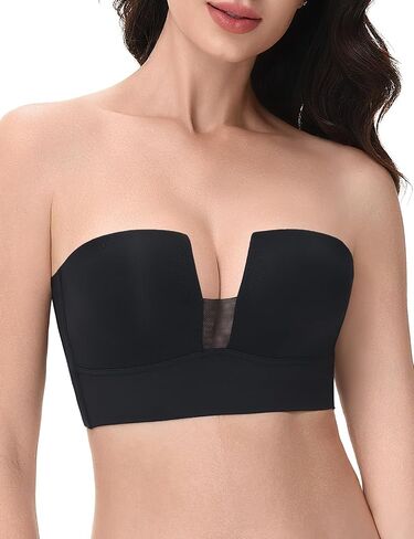 Strapless Bra Push Up Padded Deep V Plunge Bras for Women,Longline Underwire Support Anti-Slip in Saudi Arabia
