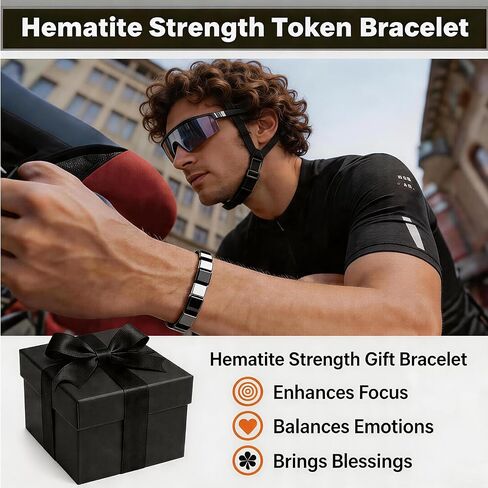 Hematite Bracelet Men, Natural Stone Elastic Stretch Bracelet, Classic Black Casual Jewelry, Ideal Gift for Men in Saudi Arabia