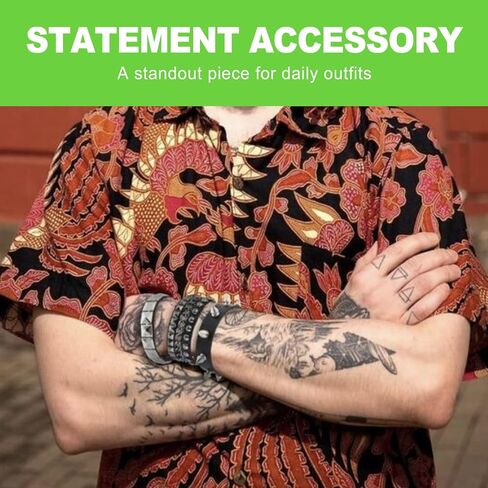3 Pcs Studded Bracelet Set Punk Style Leather Look Wristband for Men and Women Black Stud Bracelets Gothic Emo Y2K Grunge Wrist Accessories for Daily Wear and Concert Outfits in Kuwait