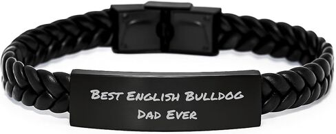 English Bulldog Dad Gifts Unique Interlaced Leather Bracelets from Men to Friends for Graduation in Kuwait