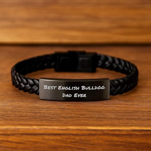 English Bulldog Dad Gifts Unique Interlaced Leather Bracelets from Men to Friends for Graduation in Kuwait
